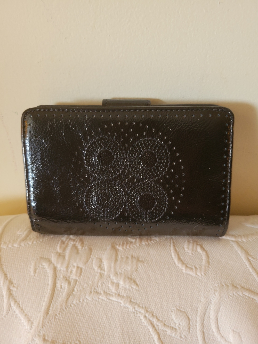 Coach Madison Perforated Medium Compact Leather Wallet.